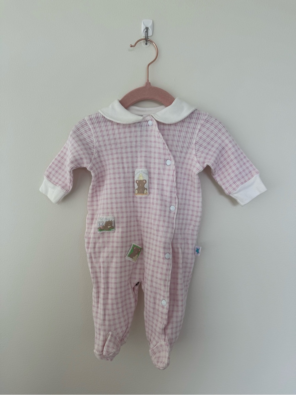 Little Me Pink Plaid Baby One-Piece with Peter Pan Collar 0-3